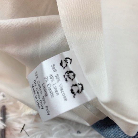 Sea NY short sleeve linen blend sheath dress in light blue with contrast trim - Picture 10 of 10